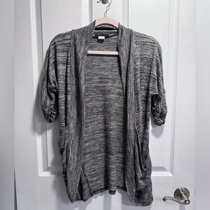 Love Culture 3/4 Cinch Sleeves Black/Gray Open Front Cardigan